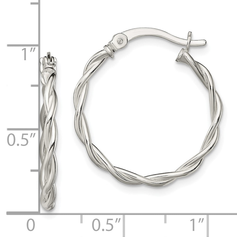 Sterling Silver Polished Braided 22mm Hoop Earrings