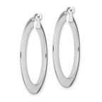 Sterling Silver RH-plated Polished Knife Edge 2mm Round Hoop Earrings