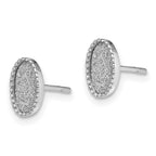 Sterling Silver Rhodium-plated Enamel Glitter Fabric Oval Post Earrings