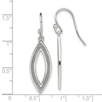 Sterling Silver Polished Enamel Glitter Fabric Marquise Dangle Earrings