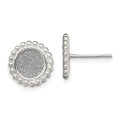 Sterling Silver Polished & Beaded Enamel Glitter Fabric Round Post Earrings