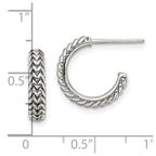 Sterling Silver Antiqued Small ZigZag Hoop Post Earrings