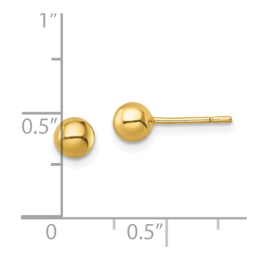 Sterling Silver Gold-Tone Polished 5mm Ball Post Earrings