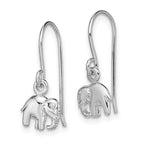 Sterling Silver Rhodium-plated Polished Elephant Dangle Earrings