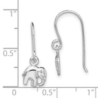 Sterling Silver Rhodium-plated Polished Elephant Dangle Earrings