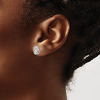 Sterling Silver Rhodium-plated CZ Cat Post Earrings
