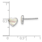 Sterling Silver Rhodium-plated Mother of Pearl Heart Post Earrings