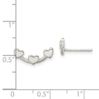 Sterling Silver Polished 3-Heart Post Earrings