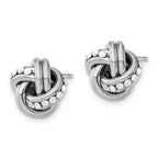 Sterling Silver Rhod. Crystal Textured Polished Love Knot Earrings