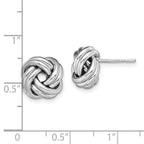 Sterling Silver Rhodium Plated Polished Love Knot Post Earrings