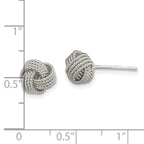 Sterling Silver Rhodium-plated Textured Love Knot Post Earrings