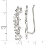 Sterling Silver Polished CZ Stars Ear Climber Earrings