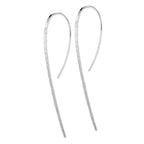 Sterling Silver Rhodium-plated Polished Textured Threader Earrings