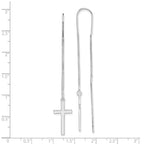 Sterling Silver Rhodium-plated Polished Latin Cross Threader Earrings