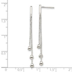 Sterling Silver Polished 3-Strand Chain & Beaded Post Dangle Earrings