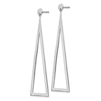 Sterling Silver Rhodium-plated Polished Triangle Post Dangle Earrings