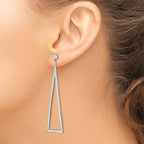 Sterling Silver Rhodium-plated Polished Triangle Post Dangle Earrings