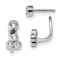 Sterling Silver Rhodium-plated CZ Post Detachable CZ Dangle Earrings
