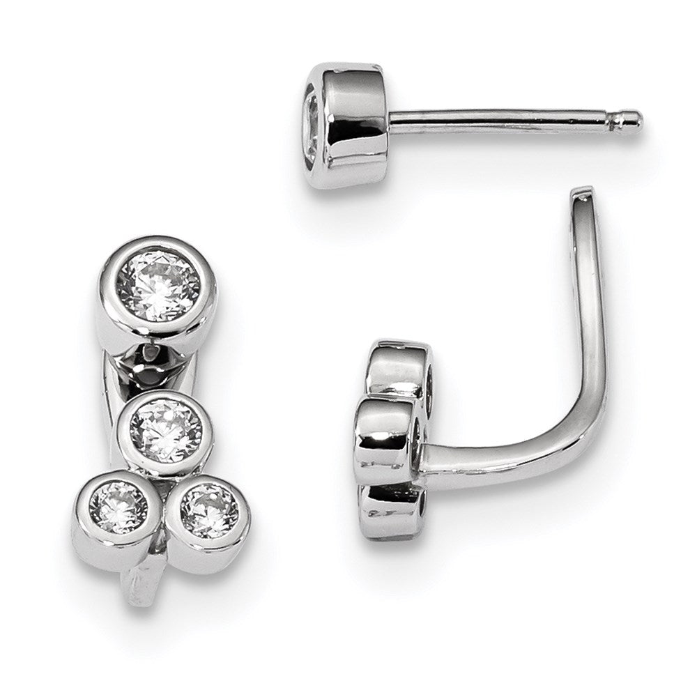 Sterling Silver Rhodium-plated CZ Post Detachable CZ Dangle Earrings