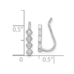 Sterling Silver Rhodium-plated Polished Four CZ Ear Climber Earrings