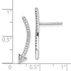Sterling Silver Rhodium-plated Polished CZ Arrow Ear Climber Post Earrings