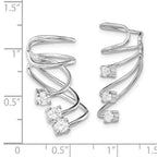 Sterling Silver Rhodium-plated Polished Fancy CZ Pair of Cuff Earrings