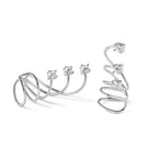 Sterling Silver Rhodium-plated Polished Fancy CZ Pair of Cuff Earrings