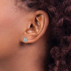 Sterling Silver Rhodium-plated CZ Polished Teardrop Post Earrings
