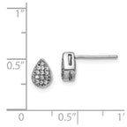 Sterling Silver Rhodium-plated CZ Polished Teardrop Post Earrings