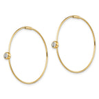 Sterling Silver Gold-tone Polished CZ Bezel Endless Round Hoop Earrings