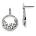Sterling Silver CZ Circle Dangle Post Earrings