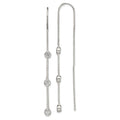 Sterling Silver Polished 3 Bezel Set CZs Threader Earrings