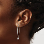 Sterling Silver Polished CZ Star Threader Earrings