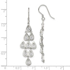 Sterling Silver RH-pltd Polished Fancy Pear CZ Chandelier Dangle Earrings