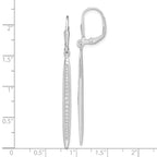 Sterling Silver Rhodium-plated Polished CZ Bar Leverback Dangle Earrings