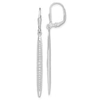 Sterling Silver Rhodium-plated Polished CZ Bar Leverback Dangle Earrings