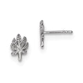 Sterling Silver Rhodium-plated Polished Leaf Post Earrings