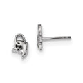 Sterling Silver Rhodium-plated Dolphin Diving Hoop Post Earrings