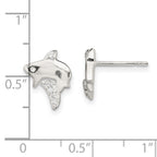 Sterling Silver Polished CZ Shark Post Earrings