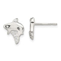 Sterling Silver Polished CZ Shark Post Earrings