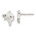 Sterling Silver Polished CZ Shark Post Earrings