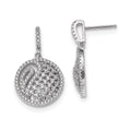 Pure Fire Sterling Silver Rhod-plated CZ Post Dangle Earrings