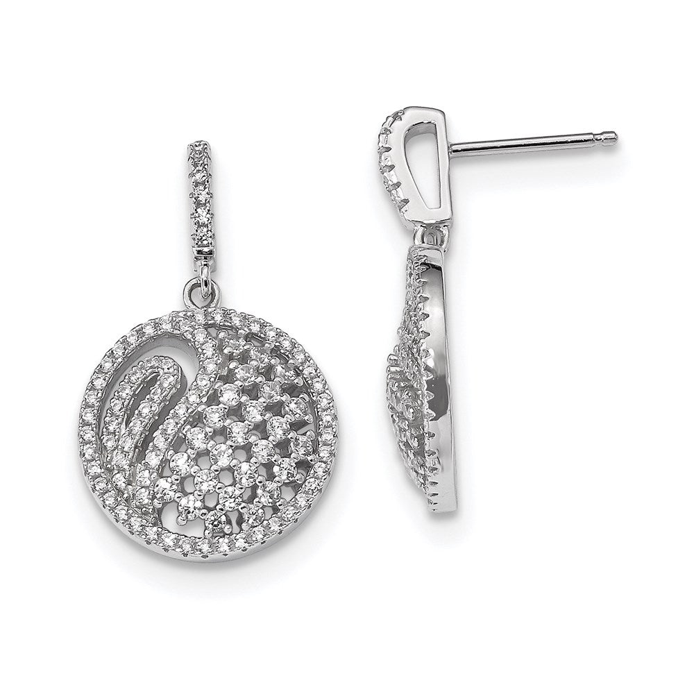 Pure Fire Sterling Silver Rhod-plated CZ Post Dangle Earrings