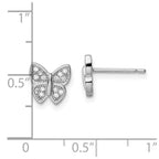 Sterling Silver Rhodium-plated CZ Butterfly Post Earrings