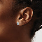Prizma Sterling Silver Rhodium-plated Moon and Star Colorful CZ Post Earrings
