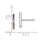 Prizma Sterling Silver Rhodium-plated Colorful CZ Bar Post Earrings