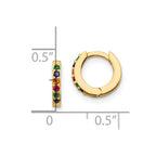 Prizma Sterling Silver Gold-tone 14K Flash Gold-plated Colorful CZ Small Hinged Hoop Earrings