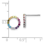 Prizma Sterling Silver Rhodium-plated Colorful CZ Open Circle Post Earrings