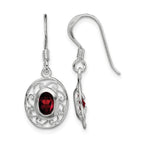 Sterling Silver Rhodium-plated Fancy Garnet Earrings