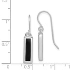 Sterling Silver Rhodium-plated Polished Onyx Bar Dangle Earrings